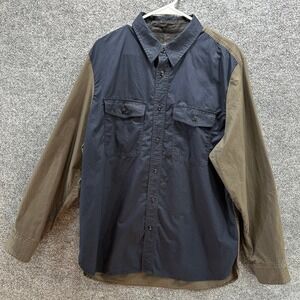 Rag & Bone Mens XXL Colorblock Button Down Shirt Navy Olive Green Long Sleeve